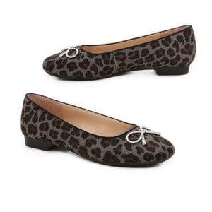 Adrienne Vittadini Leopard Print Flats with Silver Bow